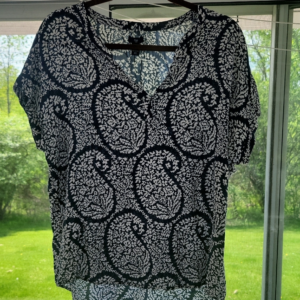 3/$12 GAP Navy and White Boxy Short Sleeve Blouse